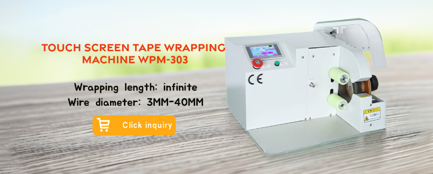 Opgrader ledningsføring med WPM-303 Touch Screen Tape Wrapping Machine! Nyd smarte kontroller, alsidige tilstande og højhastighedspræcision.