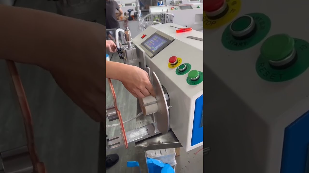 Elektrisk kabelmaskine til meteroptælling, traversering, klipning, vikling og opspoling #fabrik #maskine