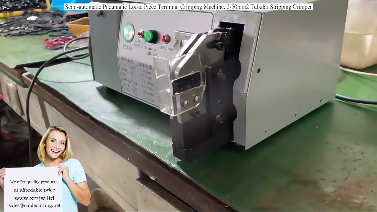 Semi-automatisk pneumatisk løsstykke-terminalkrympemaskine, 2-50mm2 rørformet afisoleringskrymper