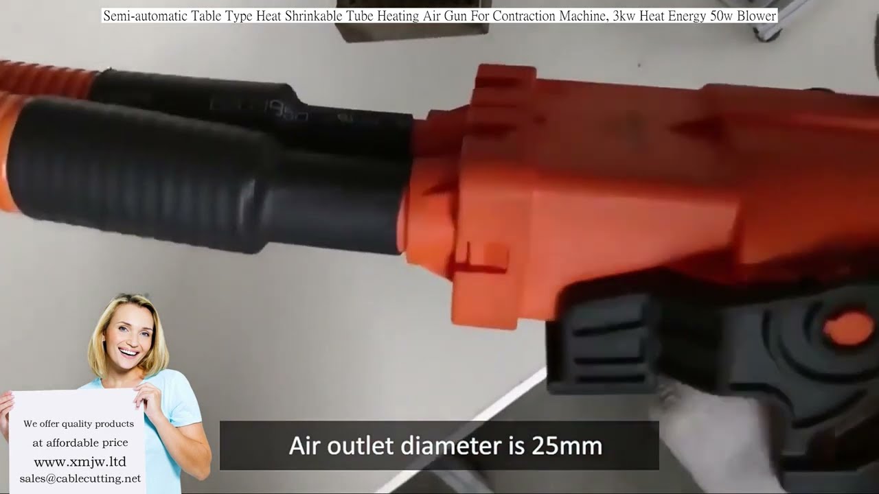 Semi-automatisk bordtype varmekrympemaskine med varmluftpistol til krympning
