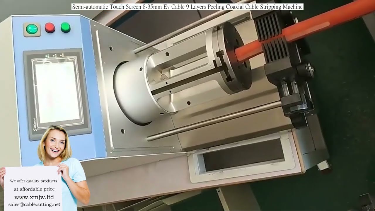 Semi-automatisk berøringsskærm 8-35mm EV-kabel 9-lags koaksialkabel afisoleringsmaskine