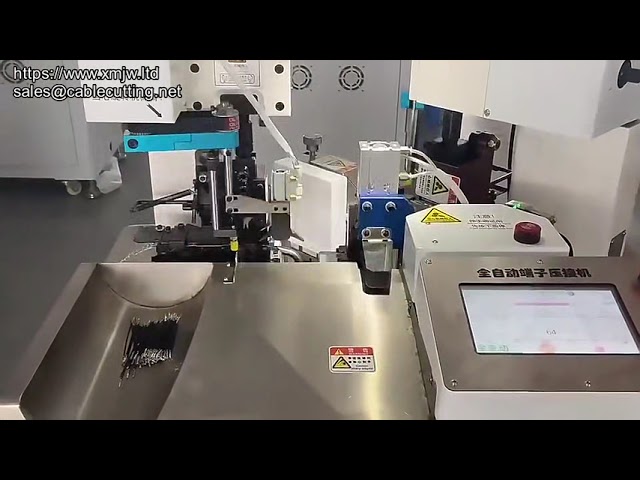 Fuldautomatisk to-leder krympemaskine til kabelskæring, afisolering og presning