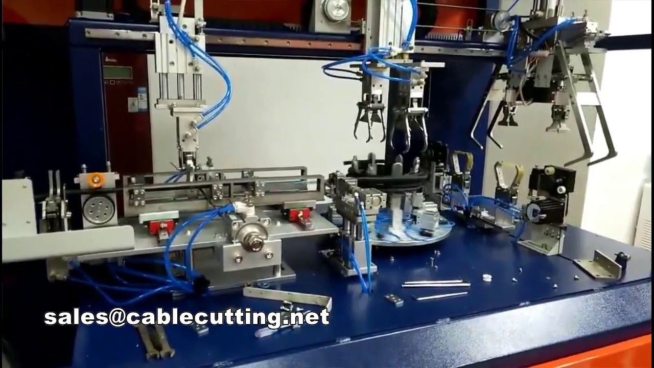 Fuldautomatisk maskine til trådskæring, afisolering, vikling, spolebinding og -binding