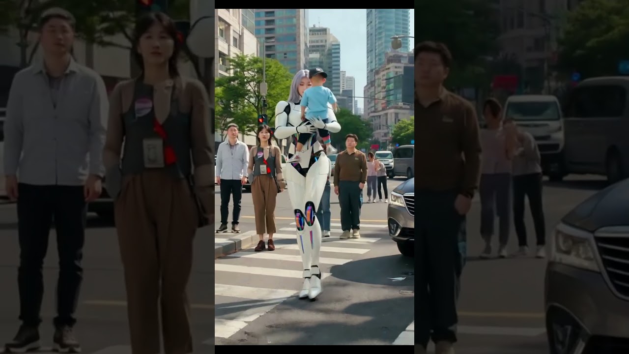 Fremtidens AI-robot redder dreng fra bilulykke #AI #Robot #SciFi #Fremtidsteknologi #AIvideo #Helte