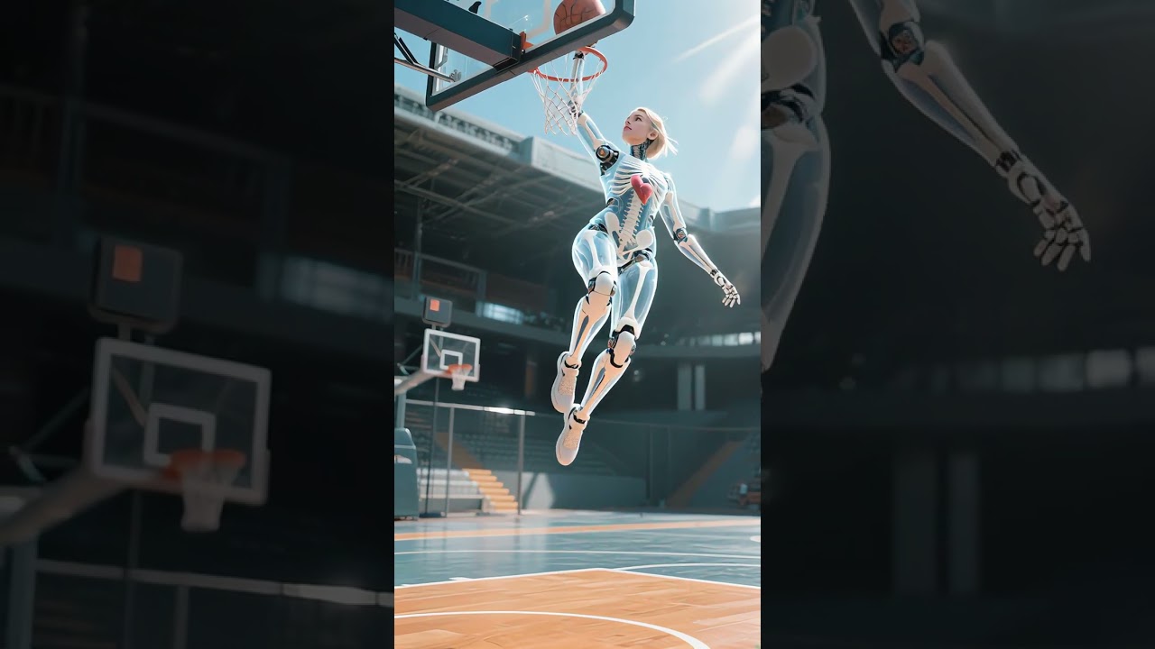 Unge kvinder spiller basketball – se deres energi og teknik